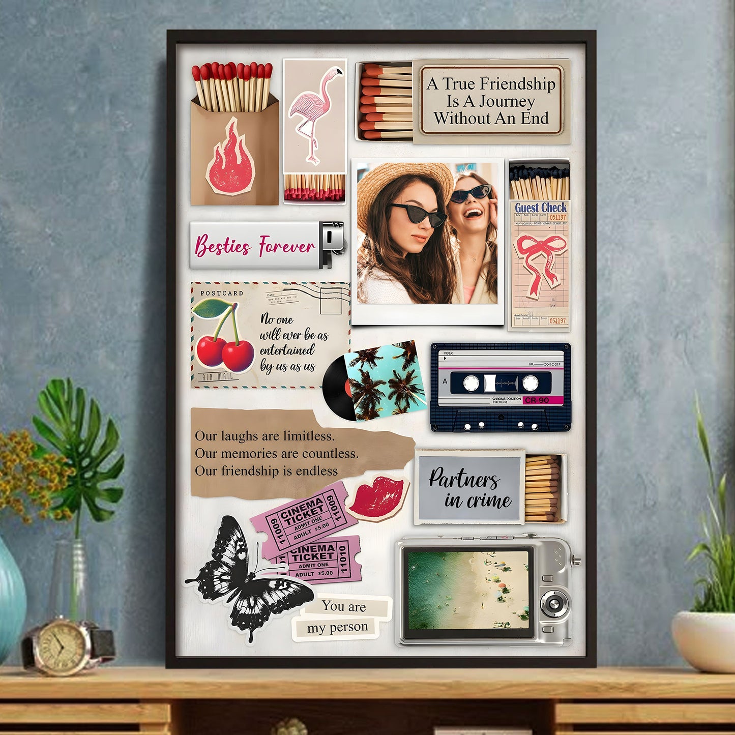 A True Friendship Is A Journey Without An End With Icons Of Friendship - Personalized Custom Vertical Poster - BST230_VPOS