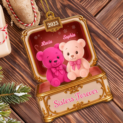 Sisters Forever With Pink and Cream Teddy Bears
