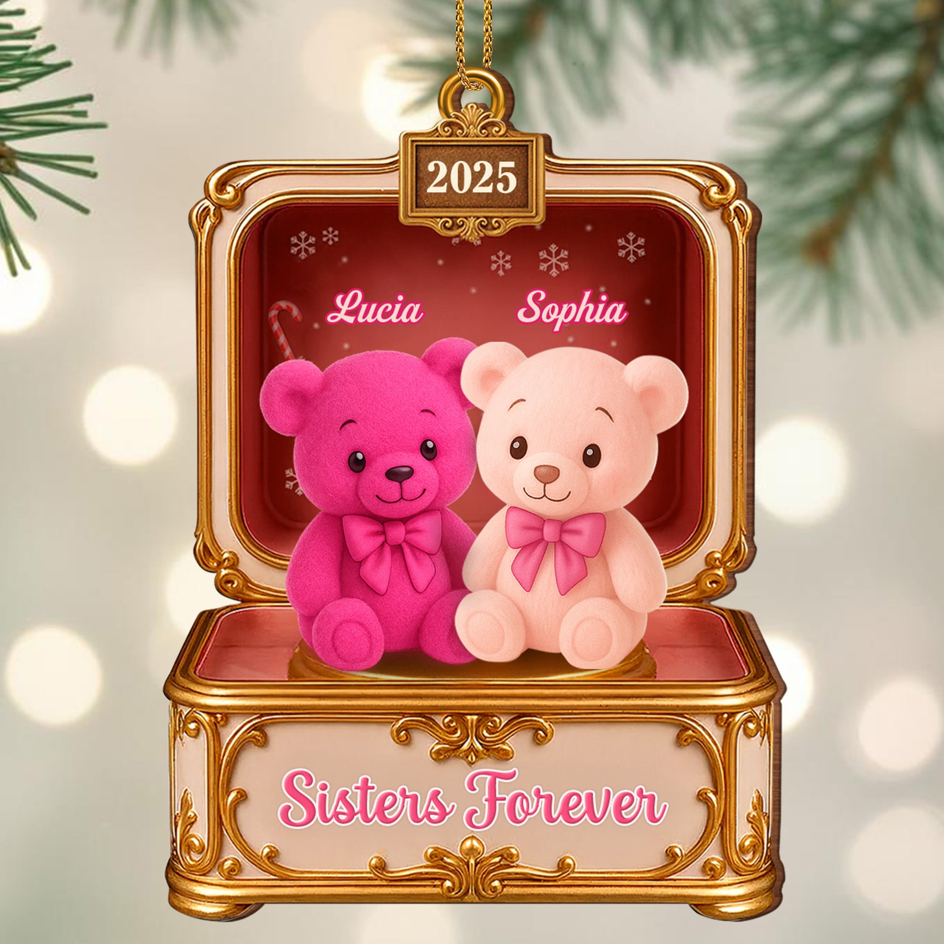 Sisters Forever With Pink and Cream Teddy Bears