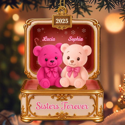 Sisters Forever With Pink and Cream Teddy Bears
