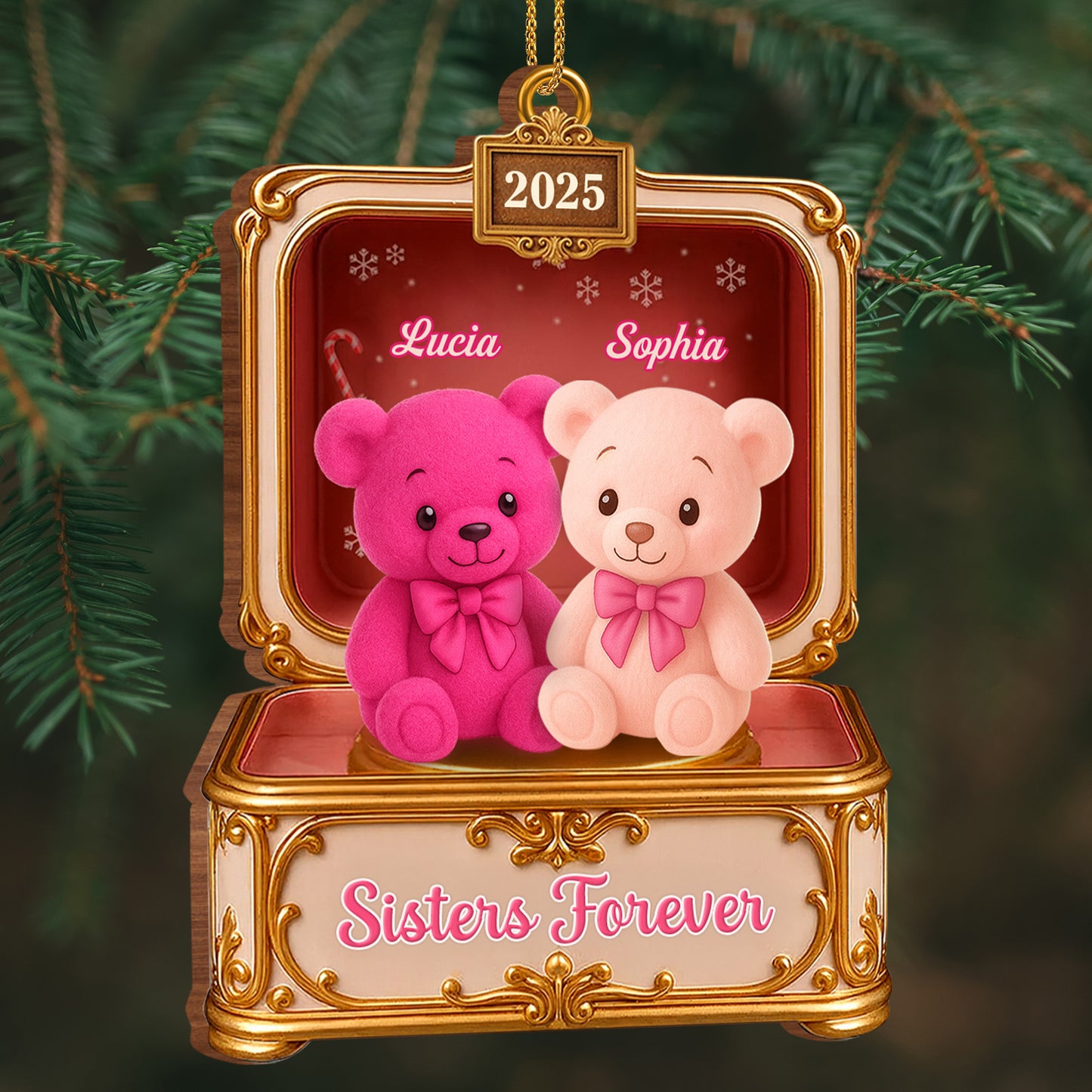 Sisters Forever With Pink and Cream Teddy Bears