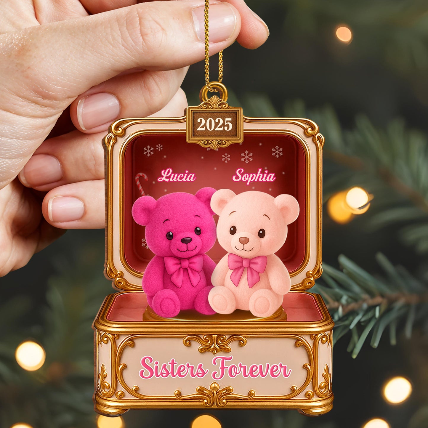 Sisters Forever With Pink and Cream Teddy Bears