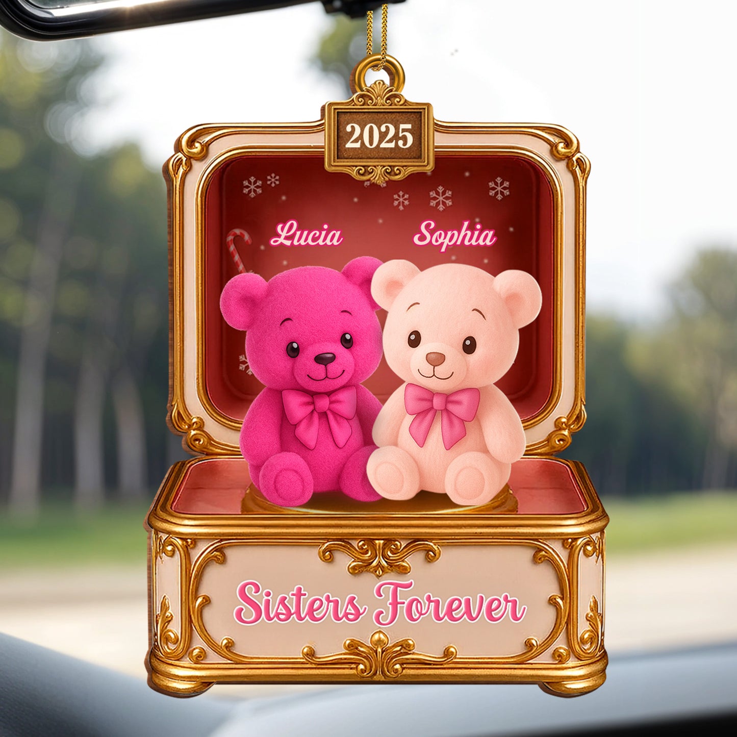 Sisters Forever With Pink and Cream Teddy Bears
