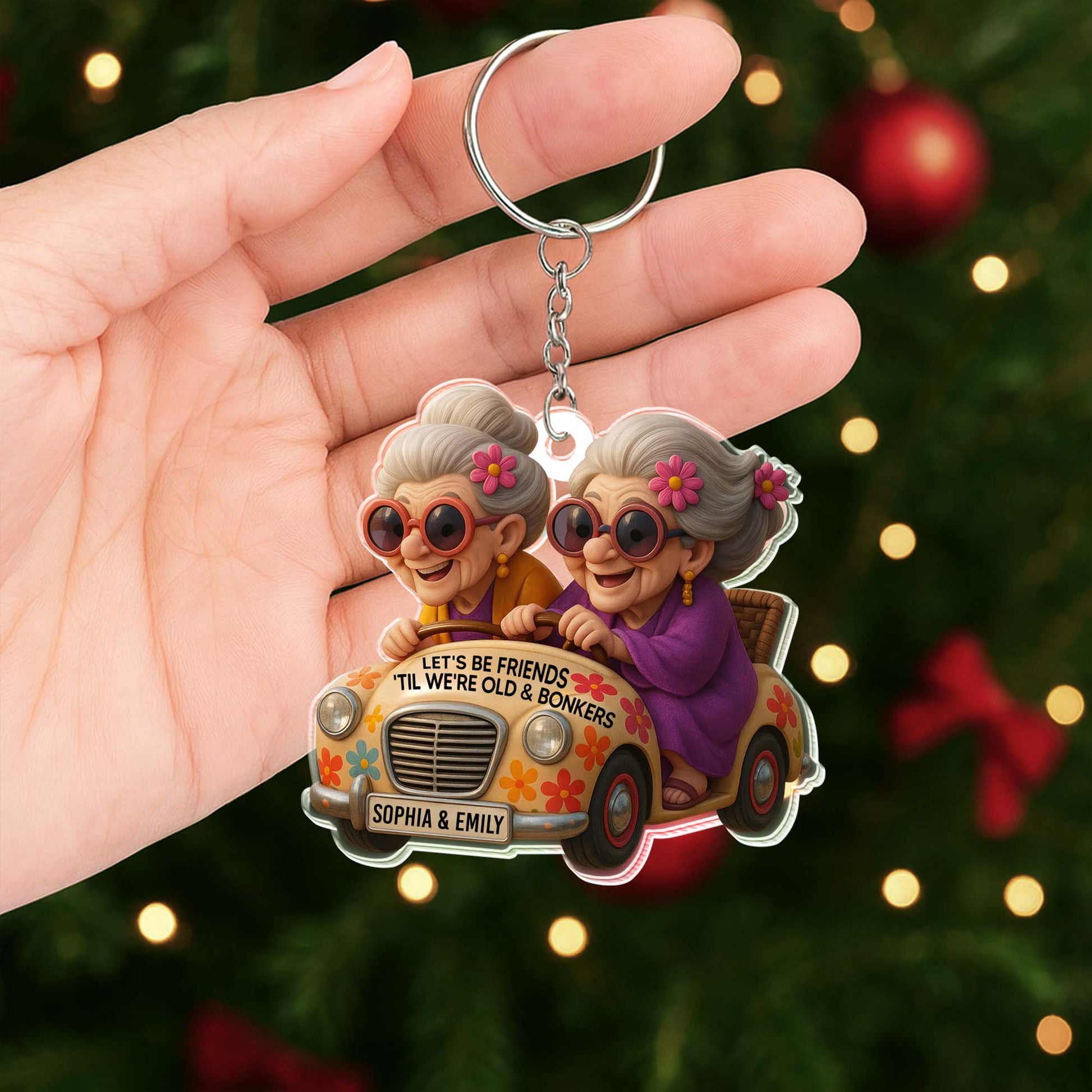 Let's Be Friends 'Til We're Old and Bonkers, Cartoon Elderly Women And Retro Car