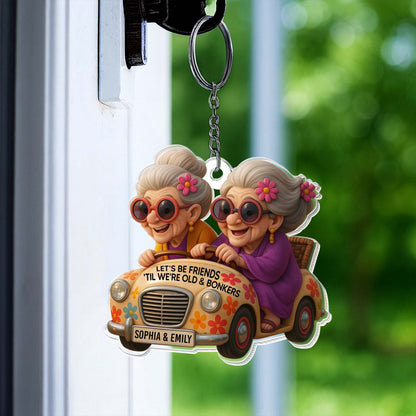 Let's Be Friends 'Til We're Old and Bonkers, Cartoon Elderly Women And Retro Car