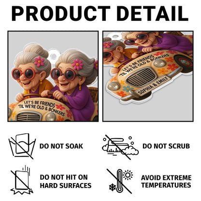 Let's Be Friends 'Til We're Old and Bonkers, Cartoon Elderly Women And Retro Car