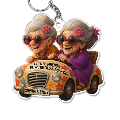 Let's Be Friends 'Til We're Old and Bonkers, Cartoon Elderly Women And Retro Car