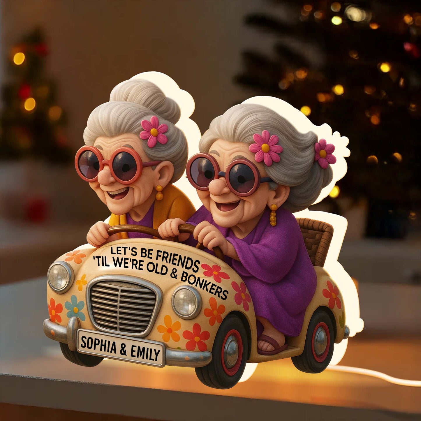 Let's Be Friends 'Til We're Old & Bonkers, Elderly Women In Vintage Car