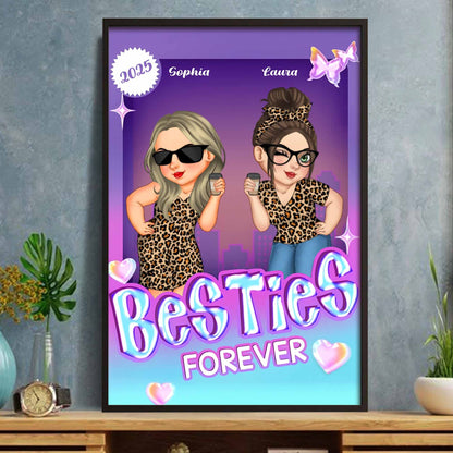 Besties Forever With Leopard Print And Sunglasses