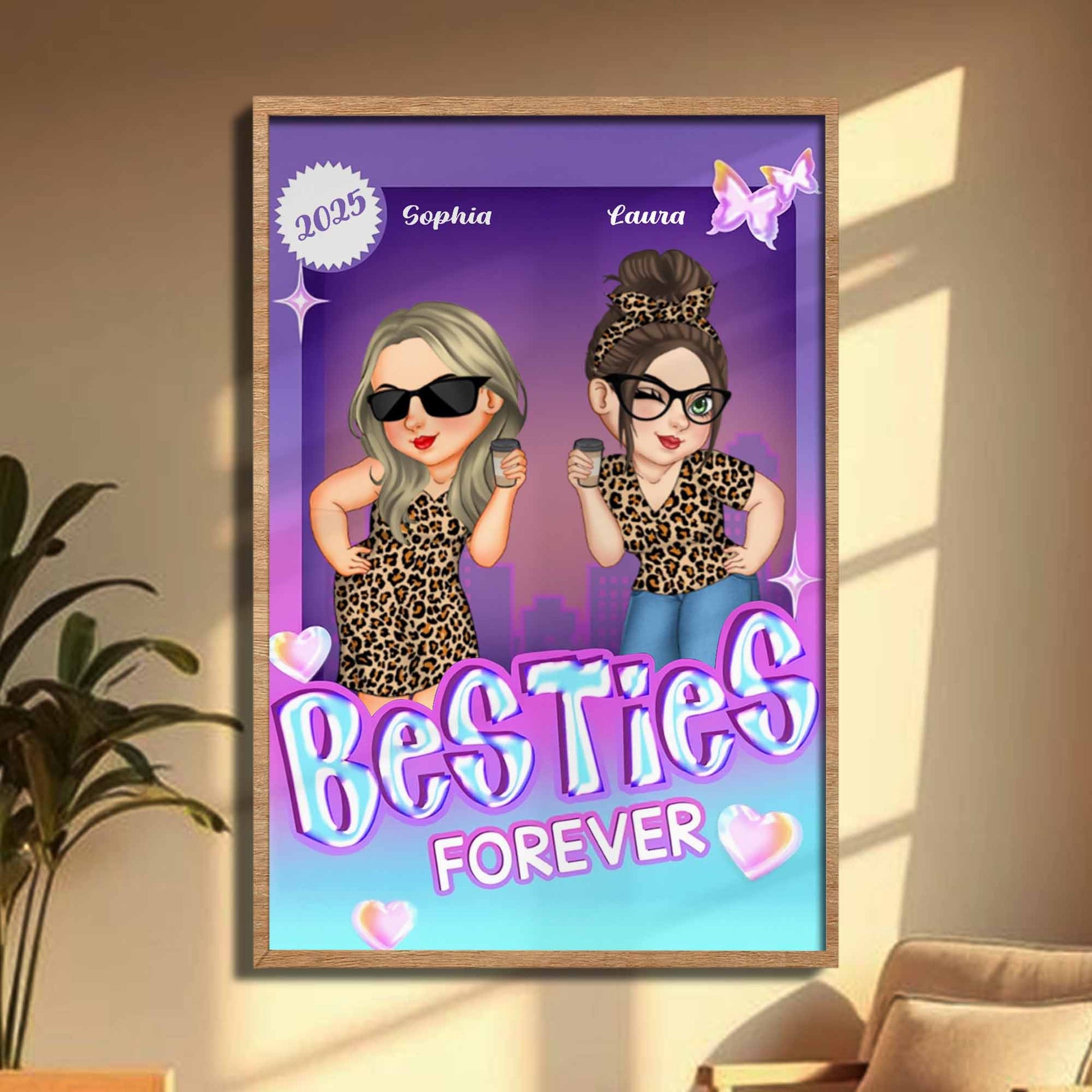 Besties Forever With Leopard Print And Sunglasses