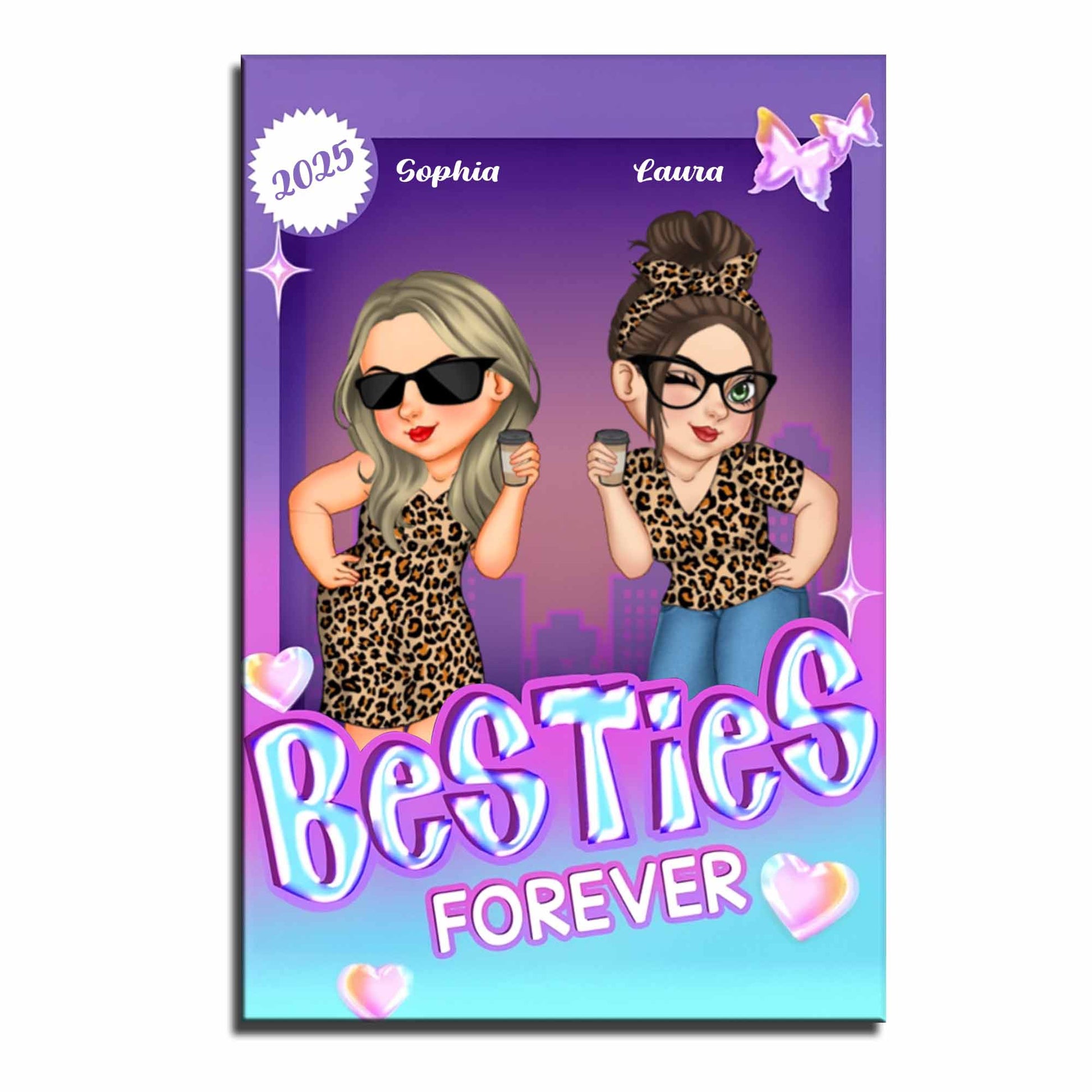 Besties Forever With Leopard Print And Sunglasses