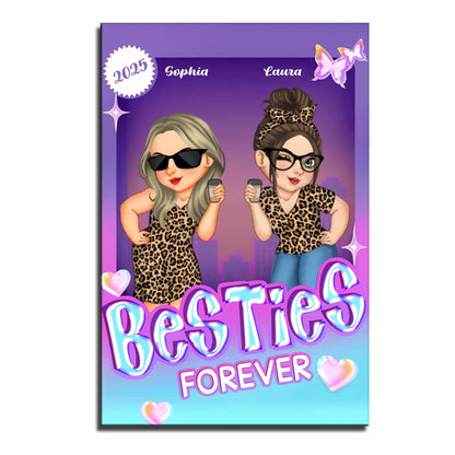 Besties Forever With Leopard Print And Sunglasses