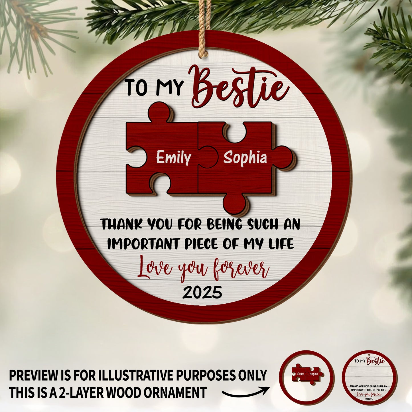 To My Bestie, Puzzle Pieces And Heart Design