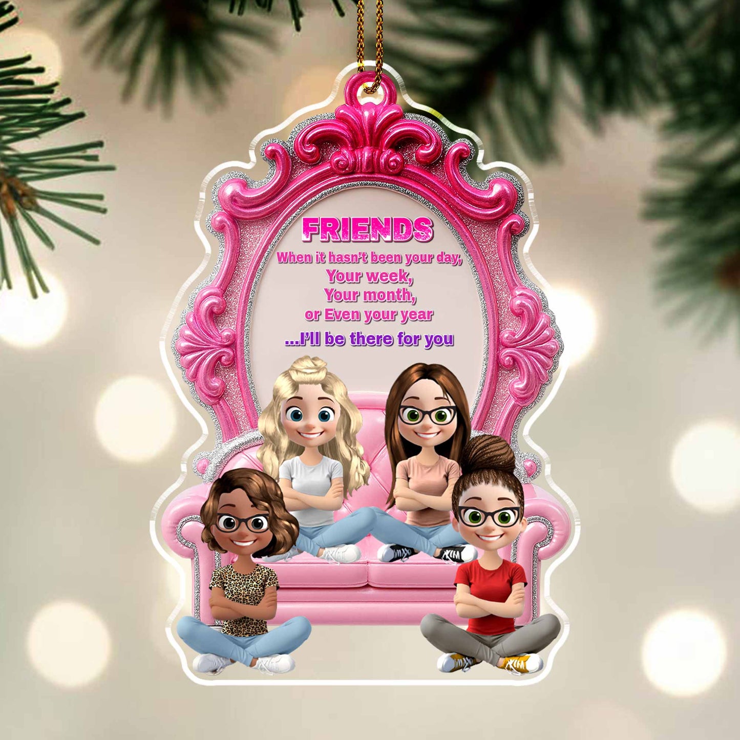 Friends I'll Be There For You, Comfy Couch Design - Personalized Custom Acrylic Ornament, Christmas Gift - BST244_ACO
