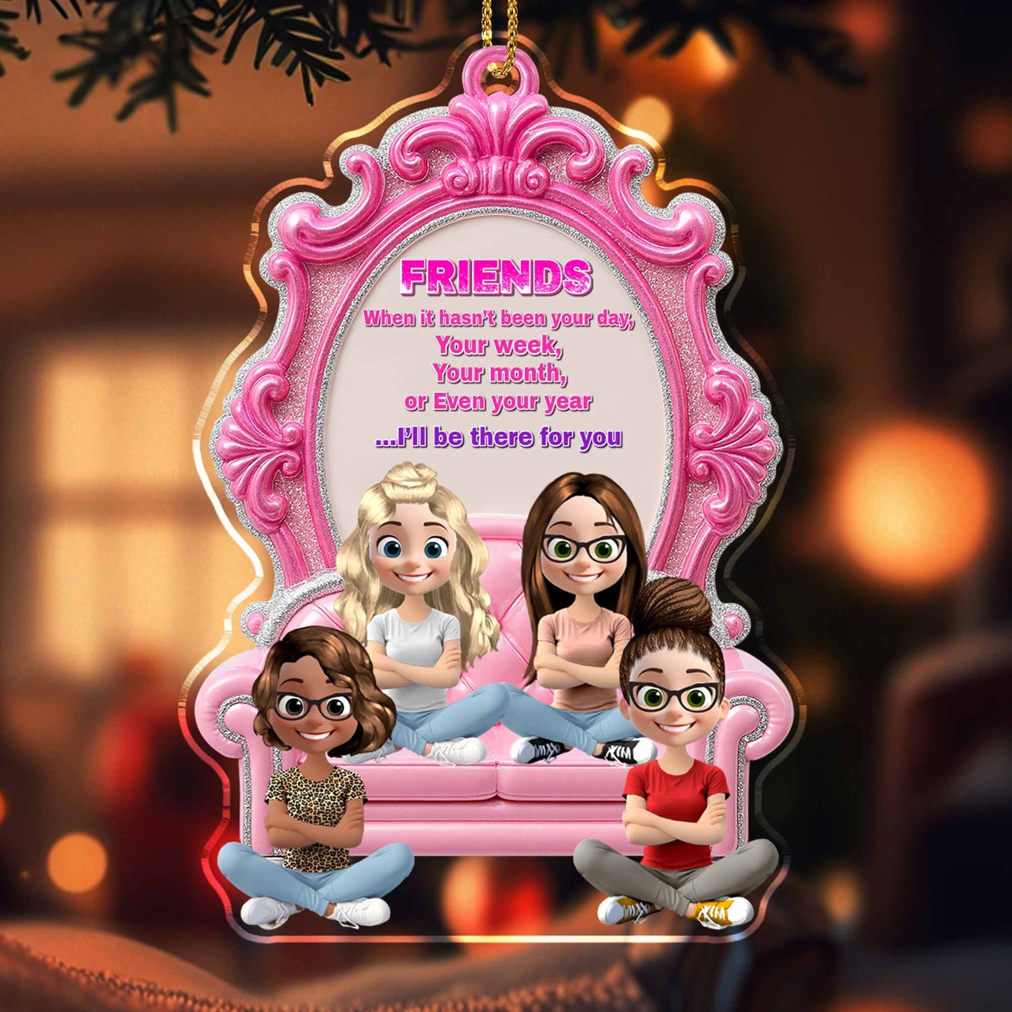 Friends I'll Be There For You, Comfy Couch Design - Personalized Custom Acrylic Ornament, Christmas Gift - BST244_ACO