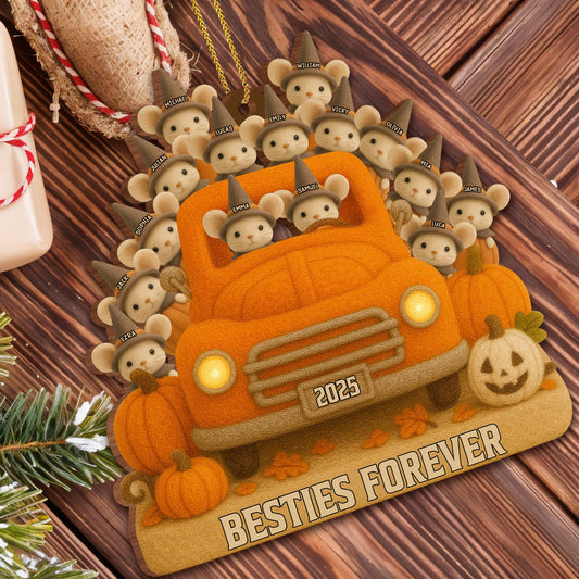 Besties Forever With Cute Mice And Pumpkin Truck