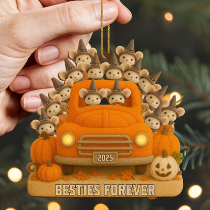 Besties Forever With Cute Mice And Pumpkin Truck