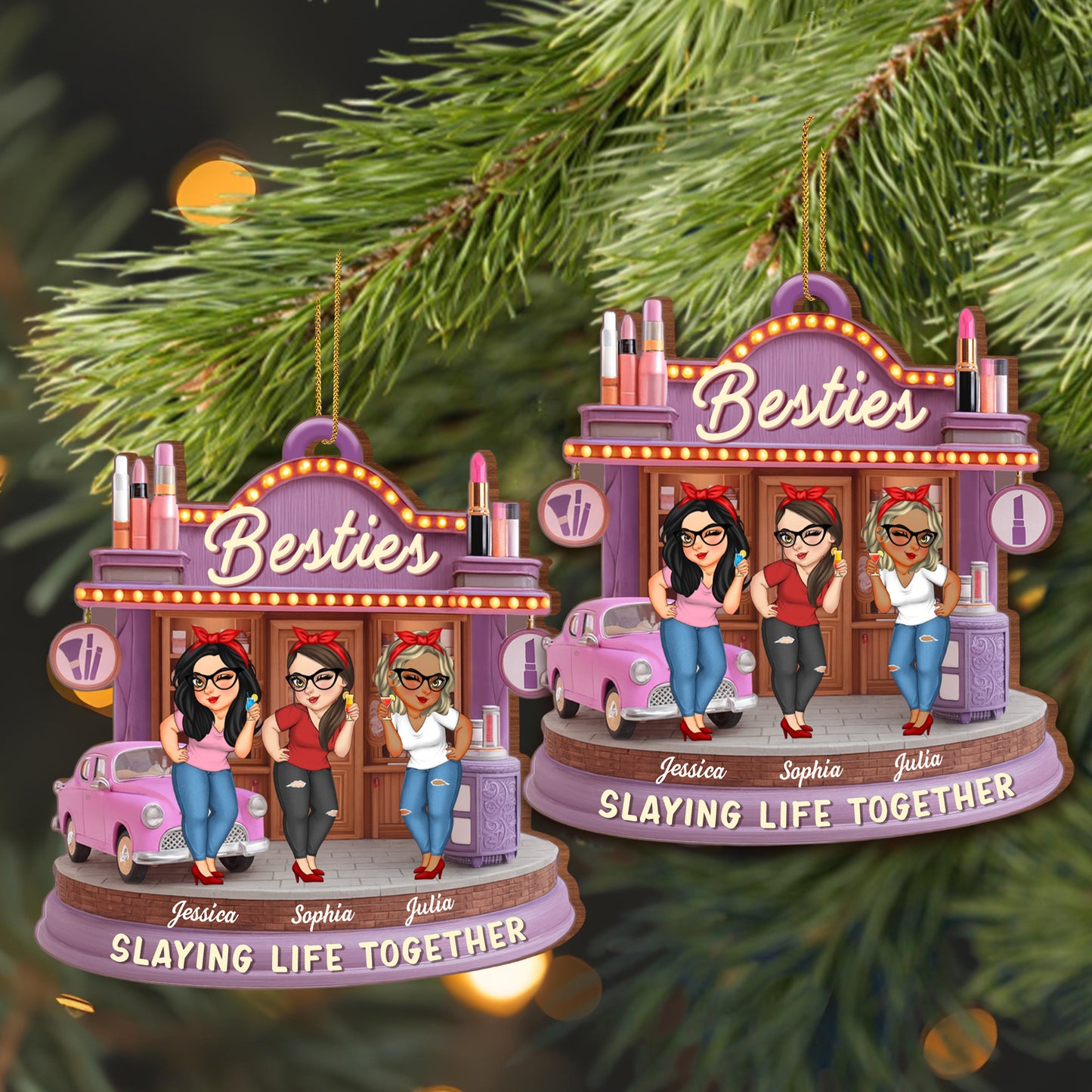 Slaying Life Together Besties Ornament