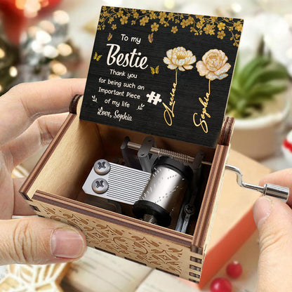 To My Bestie Thank You, Flowers And Puzzle Piece