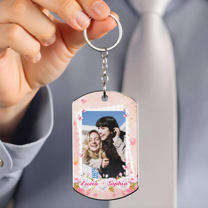 To My Bestie, Friends, Family, Friends Who Become Family, Butterflies - Personalized Stainless Steel Keychain - BST263_KCX