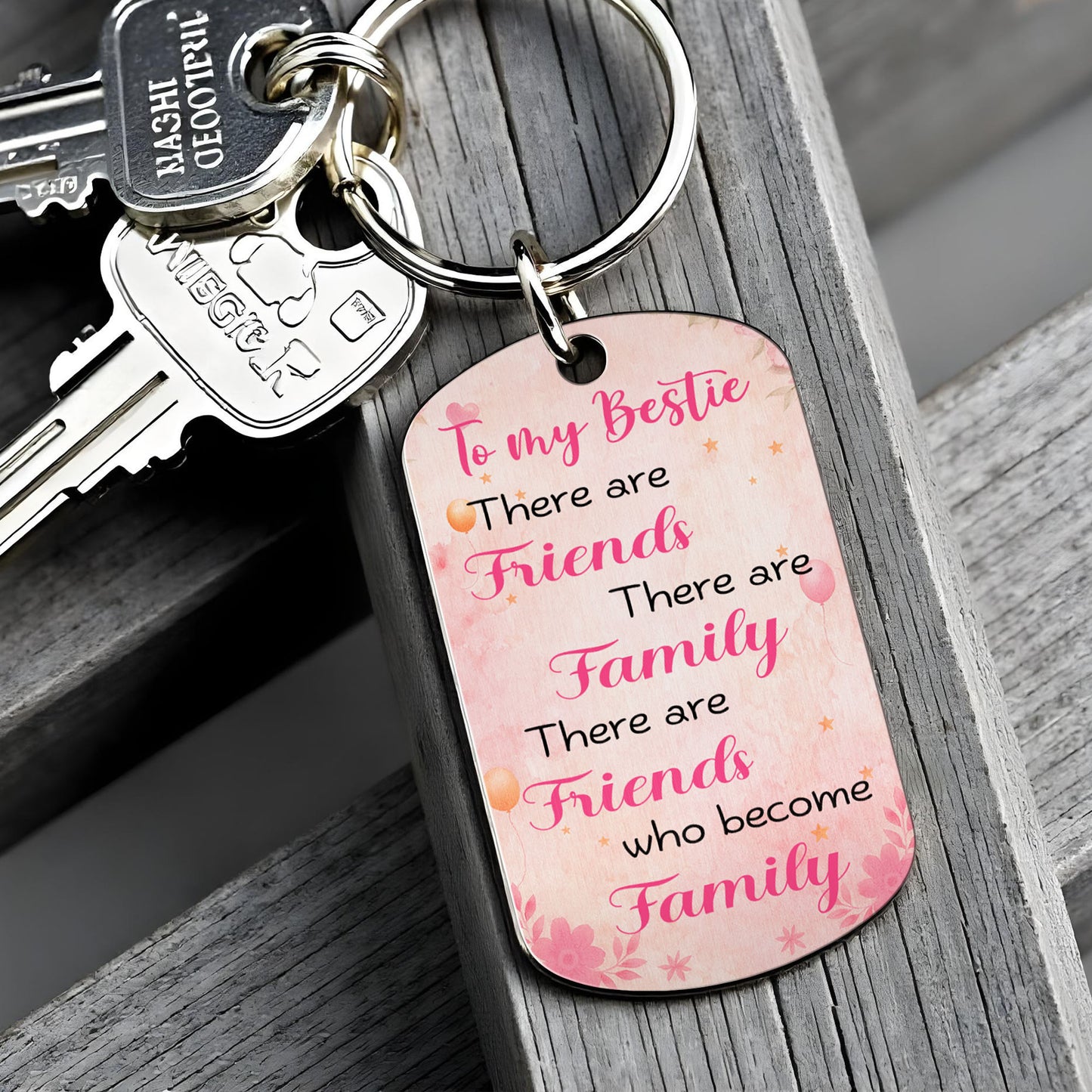 To My Bestie, Friends, Family, Friends Who Become Family, Butterflies - Personalized Stainless Steel Keychain - BST263_KCX