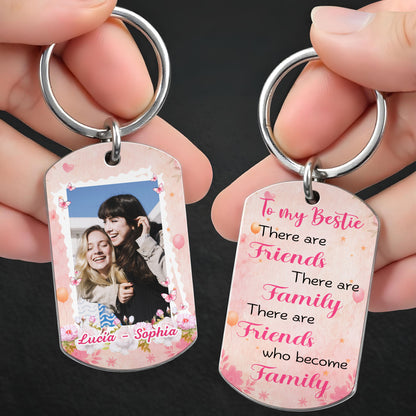 To My Bestie, Friends, Family, Friends Who Become Family, Butterflies - Personalized Stainless Steel Keychain - BST263_KCX