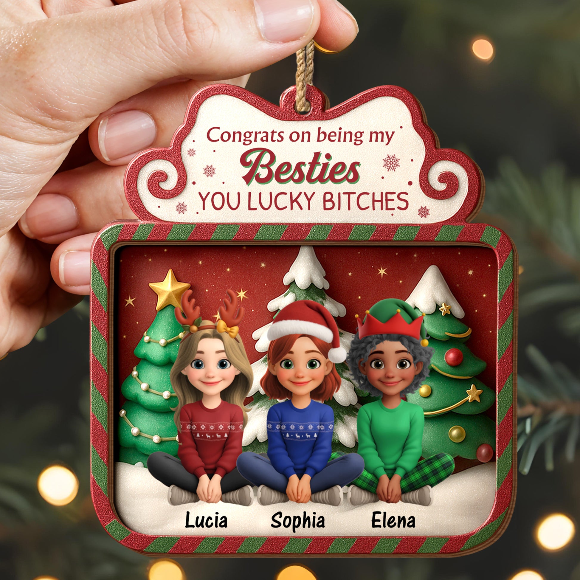 Congrats On Being My Besties With Christmas Trees And Santa Hats