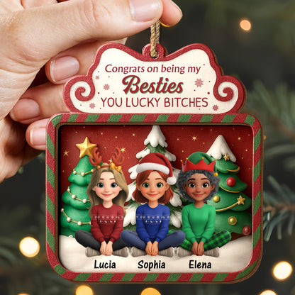 Congrats On Being My Besties With Christmas Trees And Santa Hats