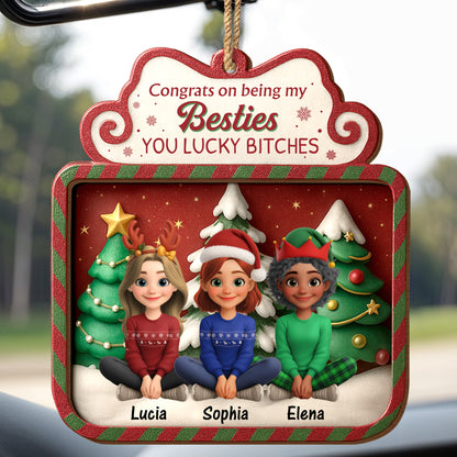 Congrats On Being My Besties With Christmas Trees And Santa Hats