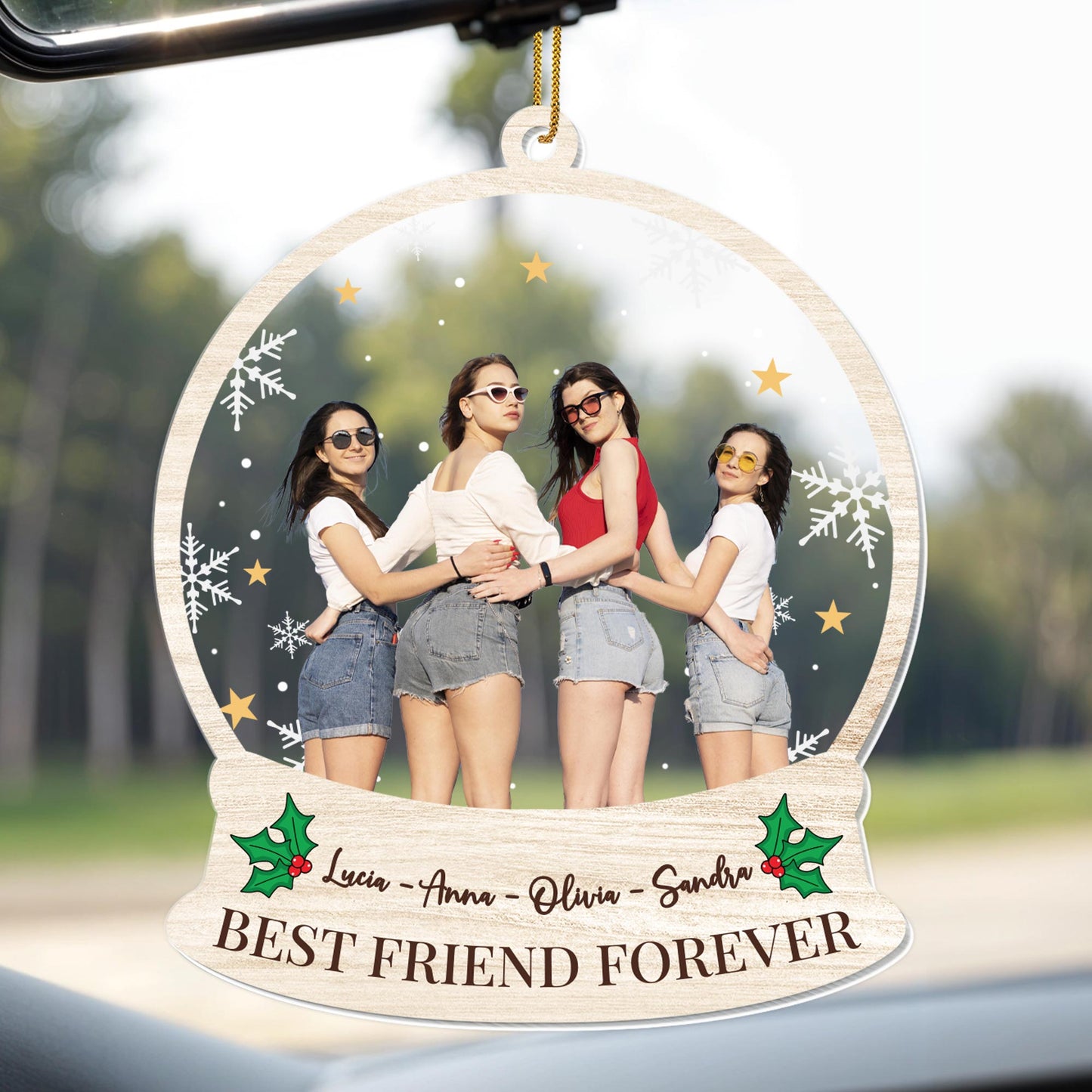 Bestie Forever With Snowflakes And Holly Leaves