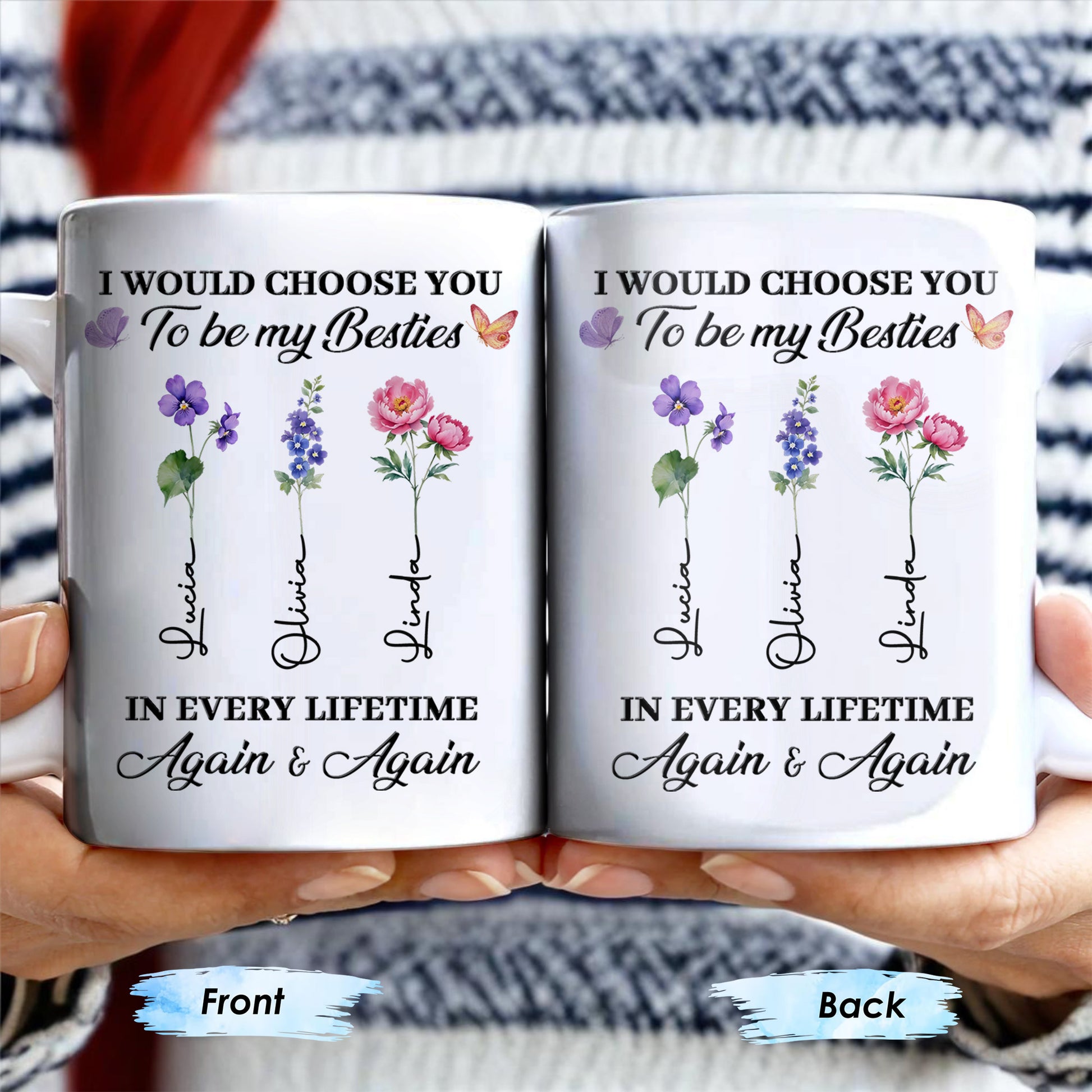 Choose You To Be My Besties, Flowers And Butterflies