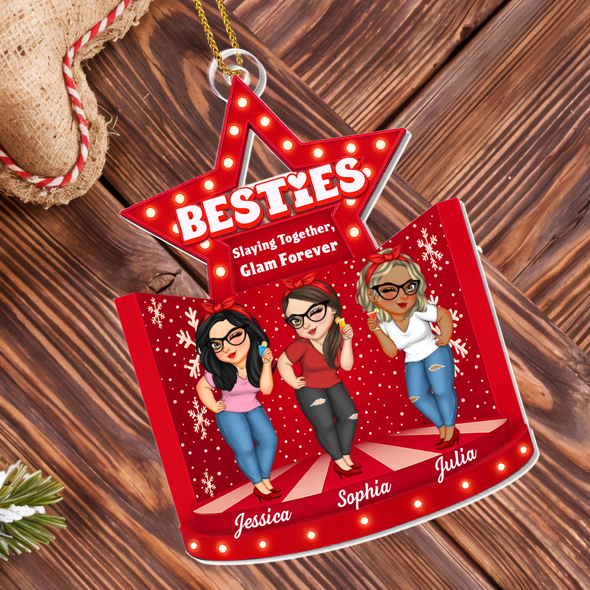Besties Slaying Together Glam Forever Star Ornament