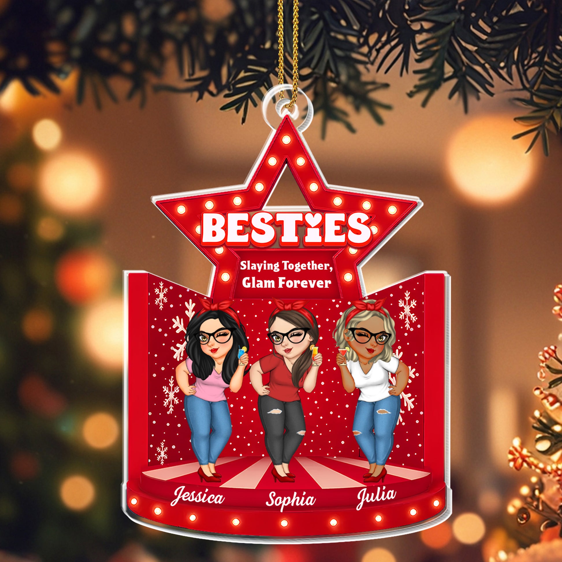 Besties Slaying Together Glam Forever Star Ornament