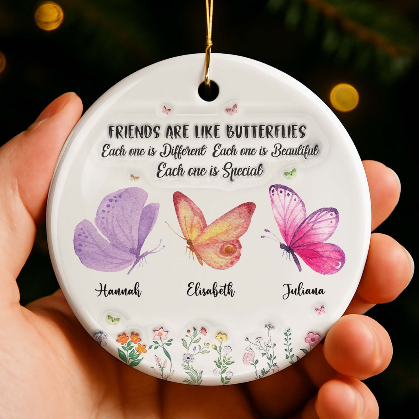 Sisters Are Like Butterflies Special Ornament - Personalized Custom Ceramic Ornament With Round Shape - BST270_RCE