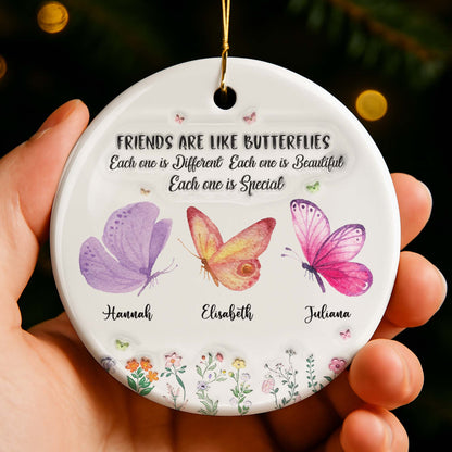 Sisters Are Like Butterflies Special Ornament - Personalized Custom Ceramic Ornament With Round Shape - BST270_RCE