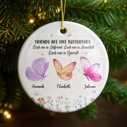 Sisters Are Like Butterflies Special Ornament - Personalized Custom Ceramic Ornament With Round Shape - BST270_RCE