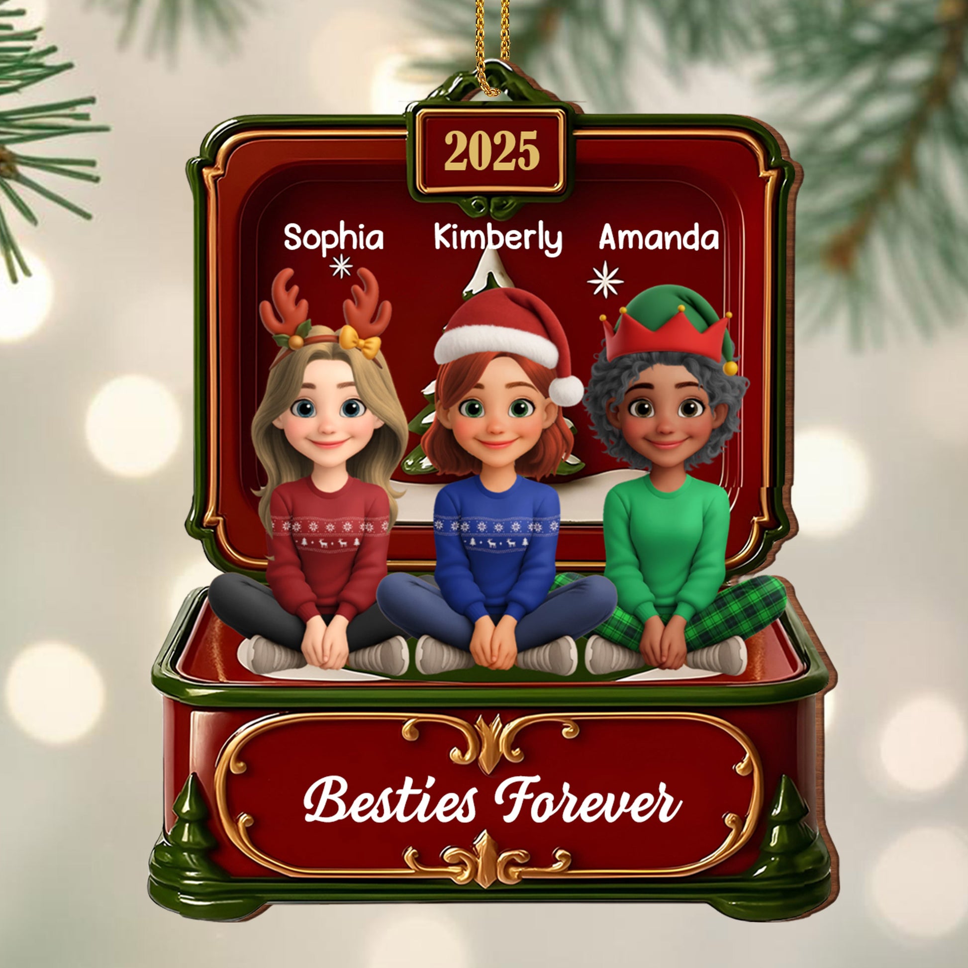 Besties Forever, Festive Attire And Train Ornament