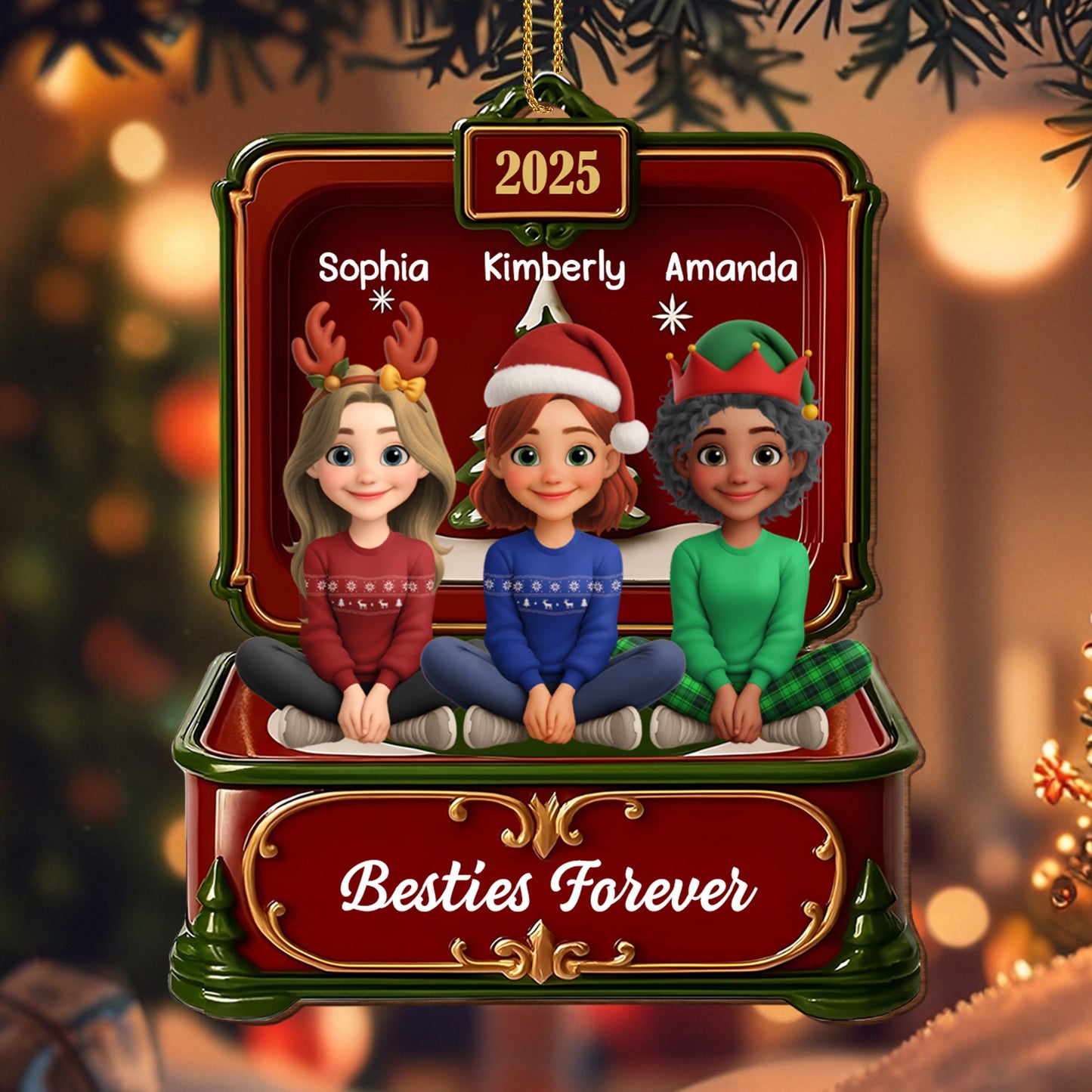 Besties Forever, Festive Attire And Train Ornament