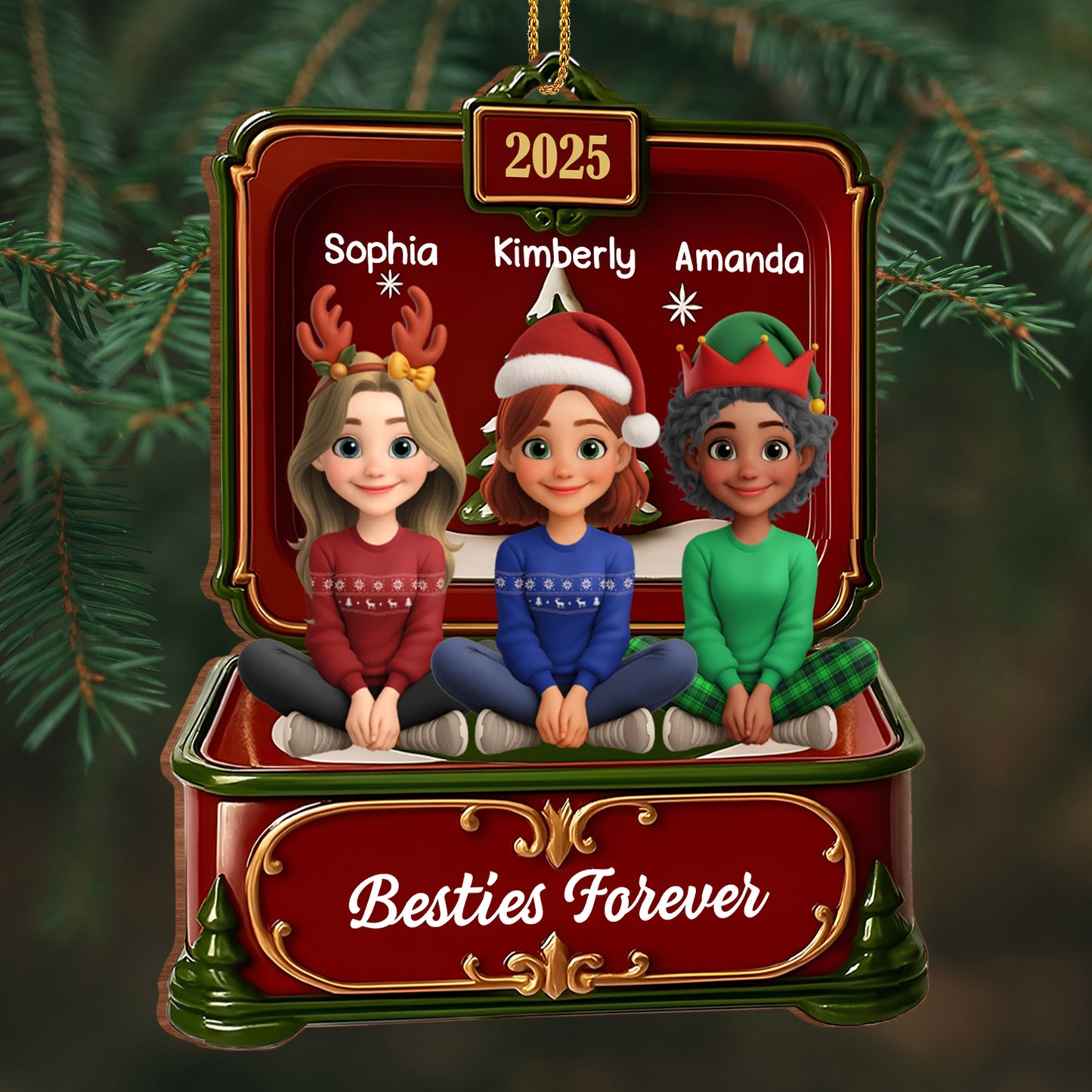 Besties Forever, Festive Attire And Train Ornament