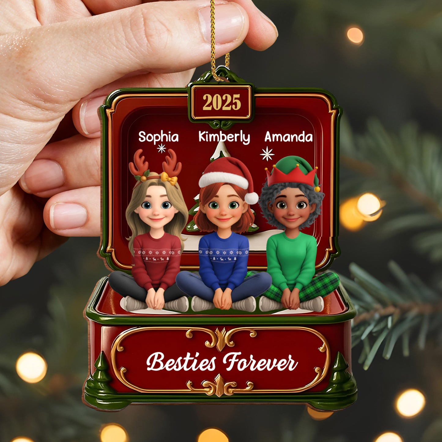 Besties Forever, Festive Attire And Train Ornament