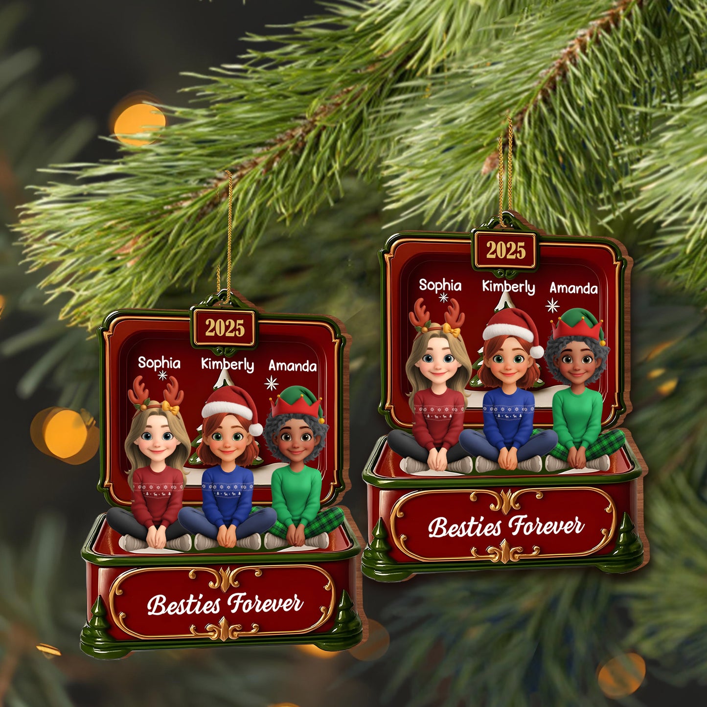 Besties Forever, Festive Attire And Train Ornament