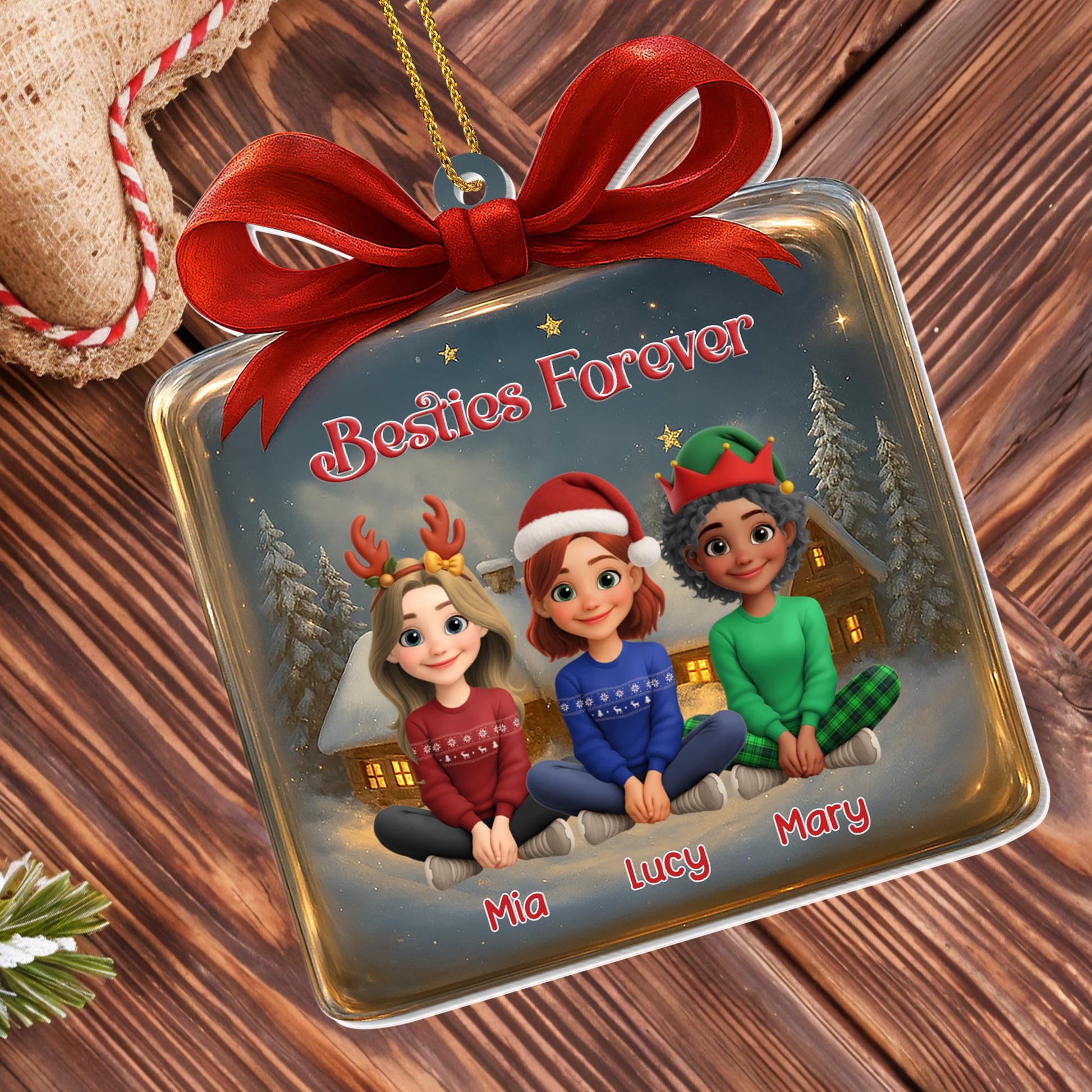 Besties Forever With Friends At Winter Cabin