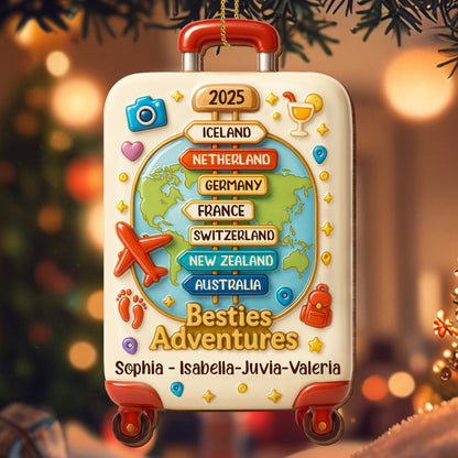 Besties Adventures World Map Luggage Ornament