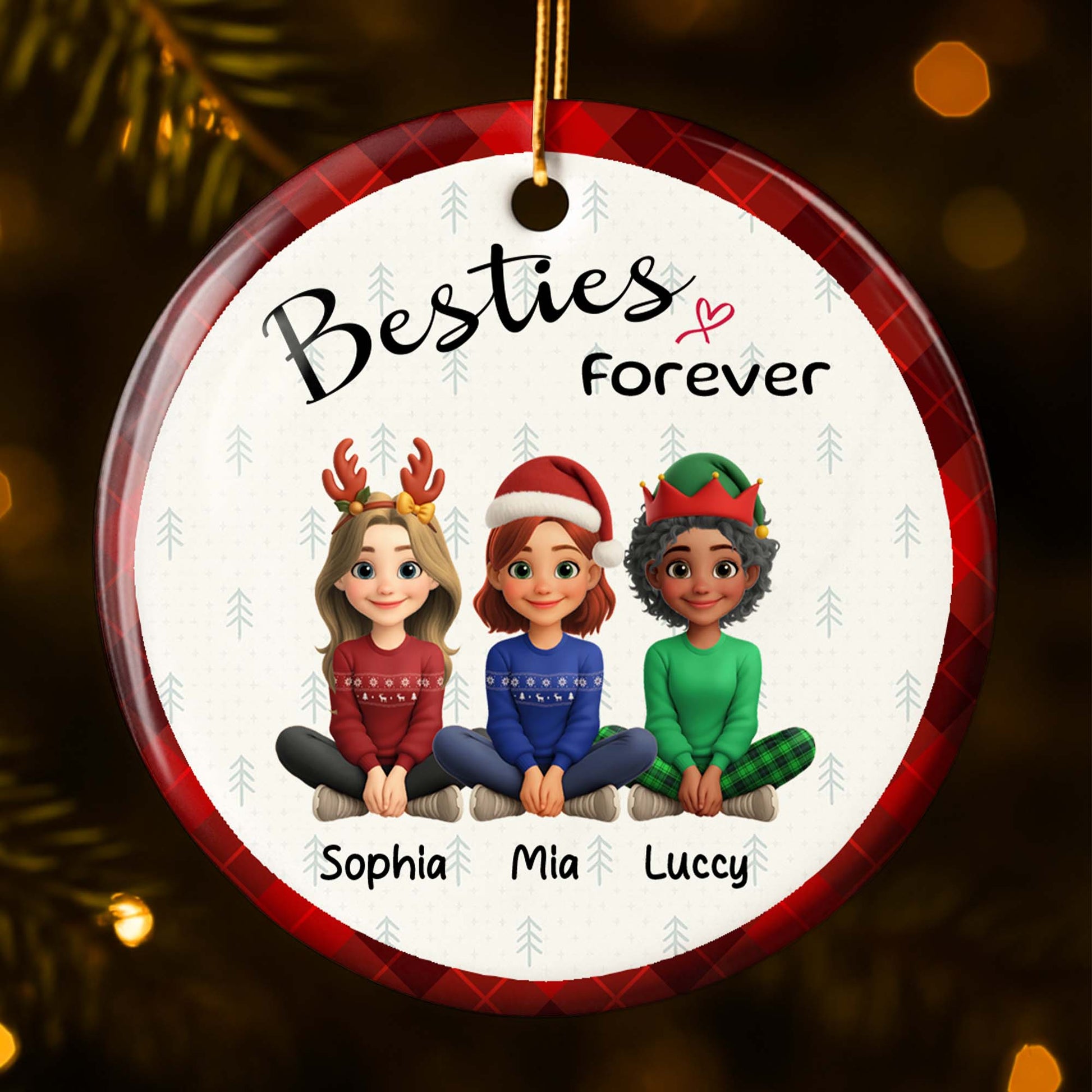 Besties Forever With Christmas Hats