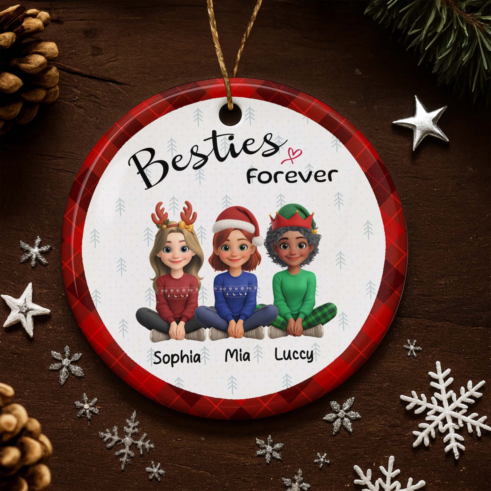 Besties Forever With Christmas Hats