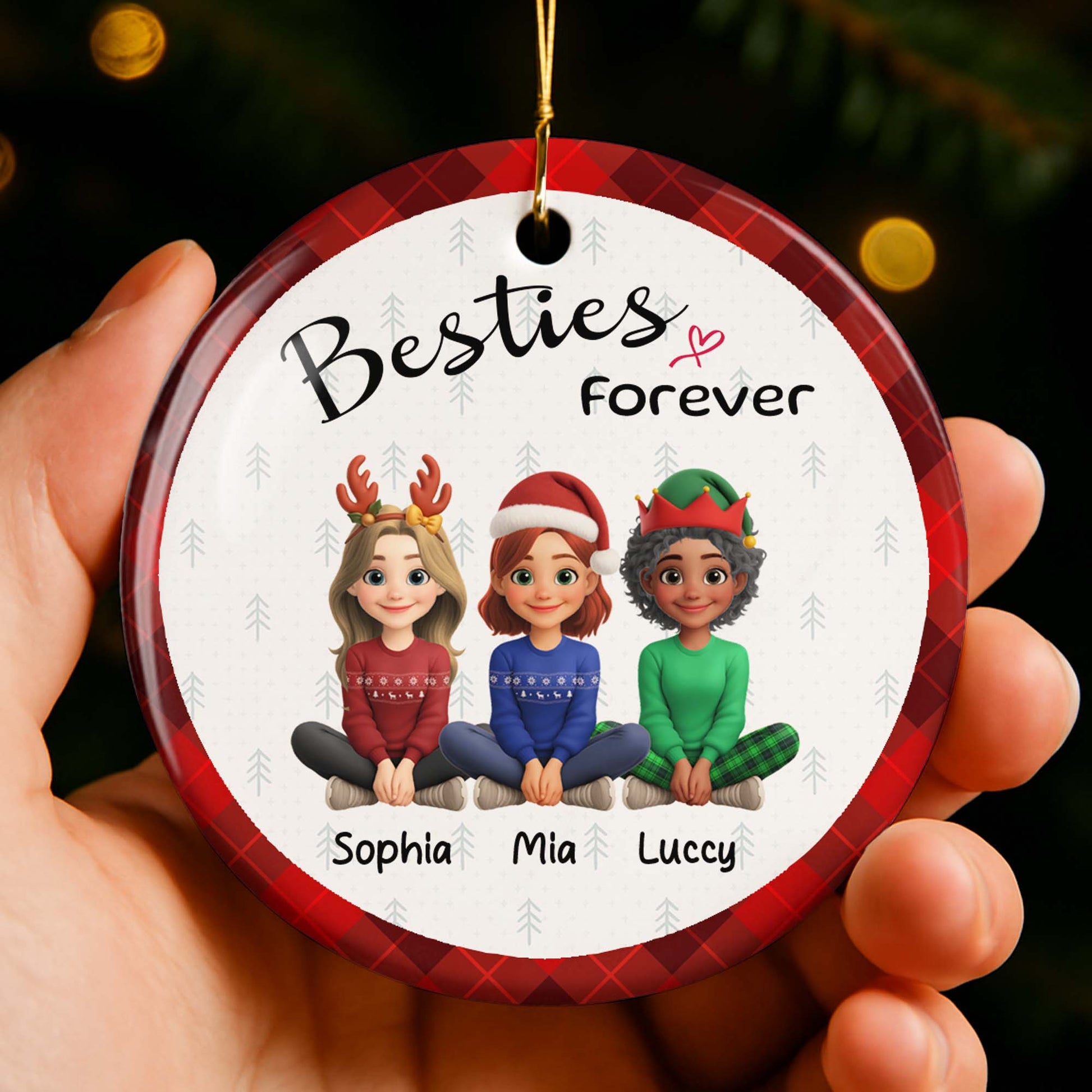 Besties Forever With Christmas Hats