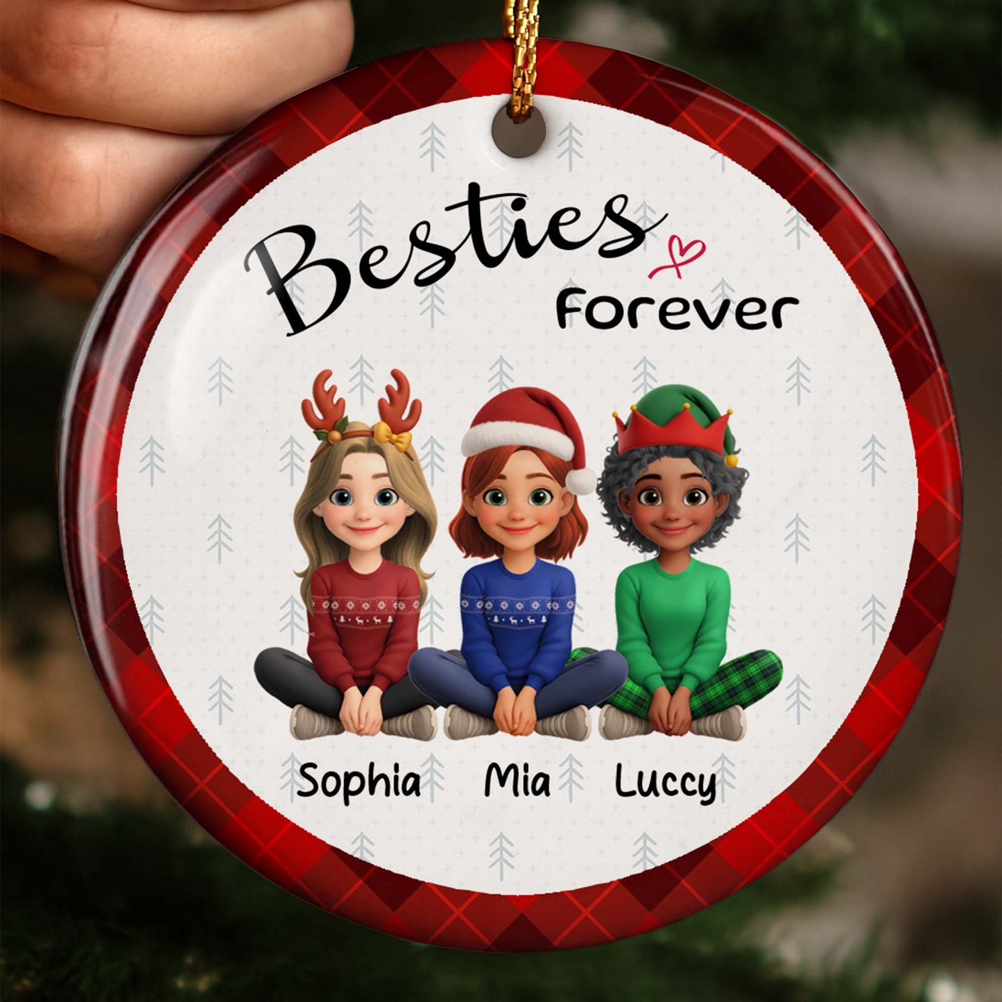 Besties Forever With Christmas Hats