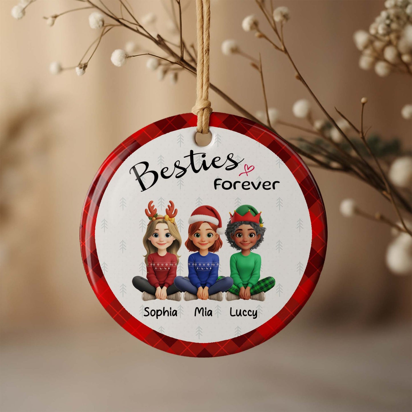 Besties Forever With Christmas Hats