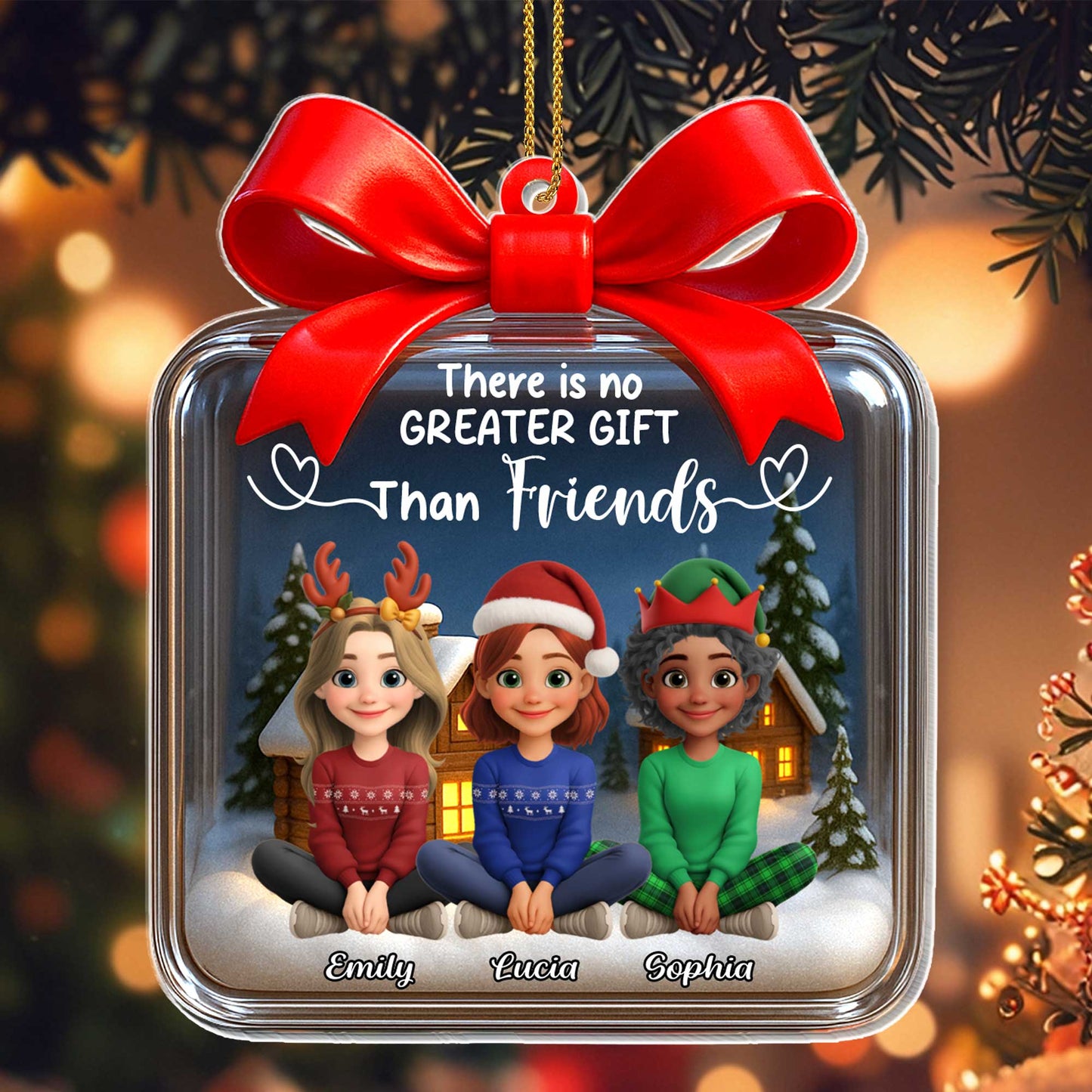 There Is No Greater Gift Than Sisters, Christmas Tree And Snow