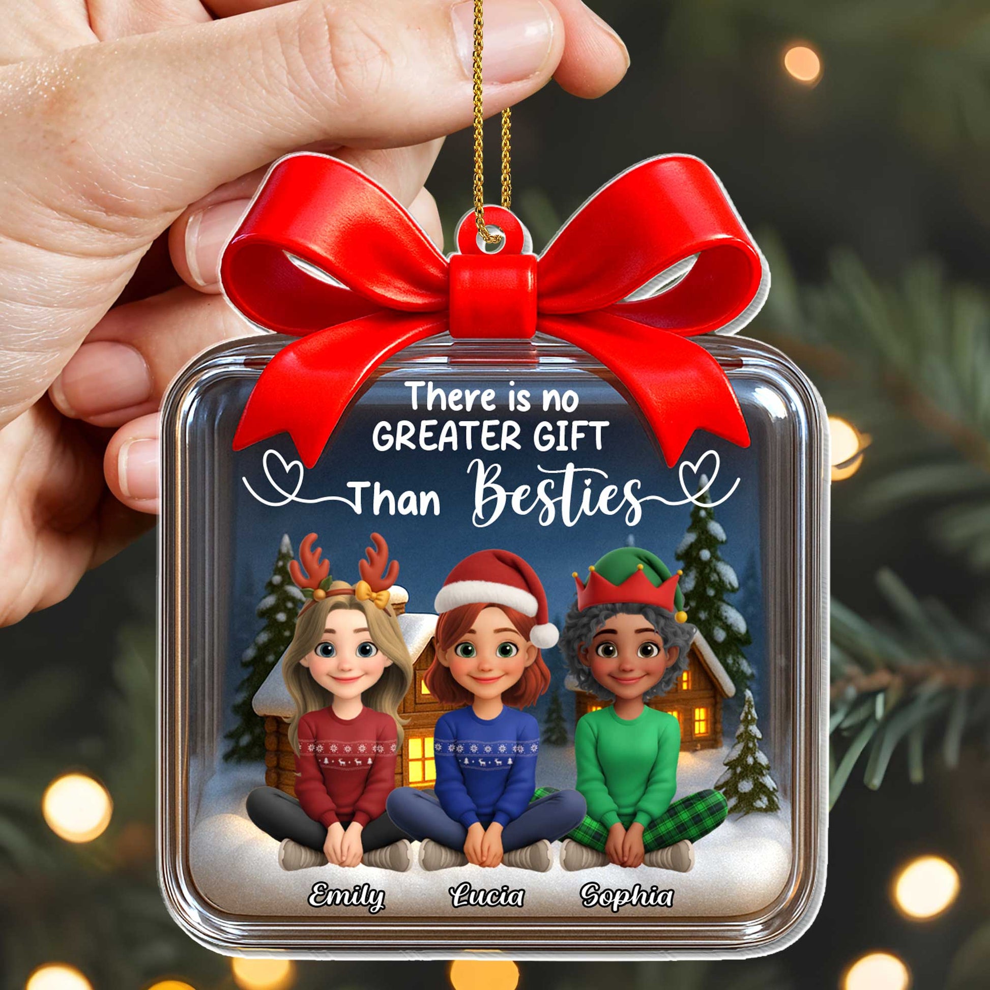 There Is No Greater Gift Than Sisters, Christmas Tree And Snow